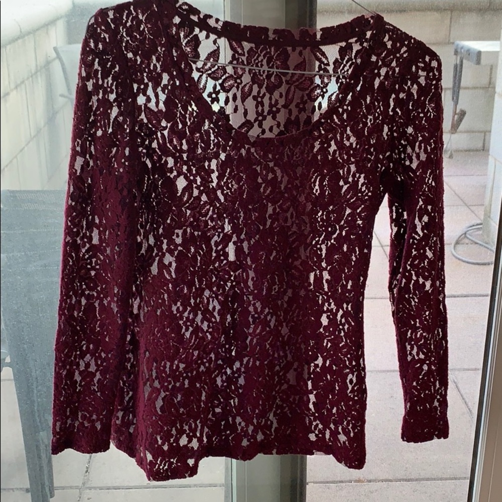 Maroon valor lace top.